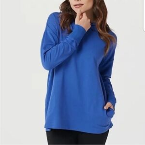 Zuda Ultramaine Z-Knit Long Sleeve Ribbed Cuff Hooded Pullover Size Medium